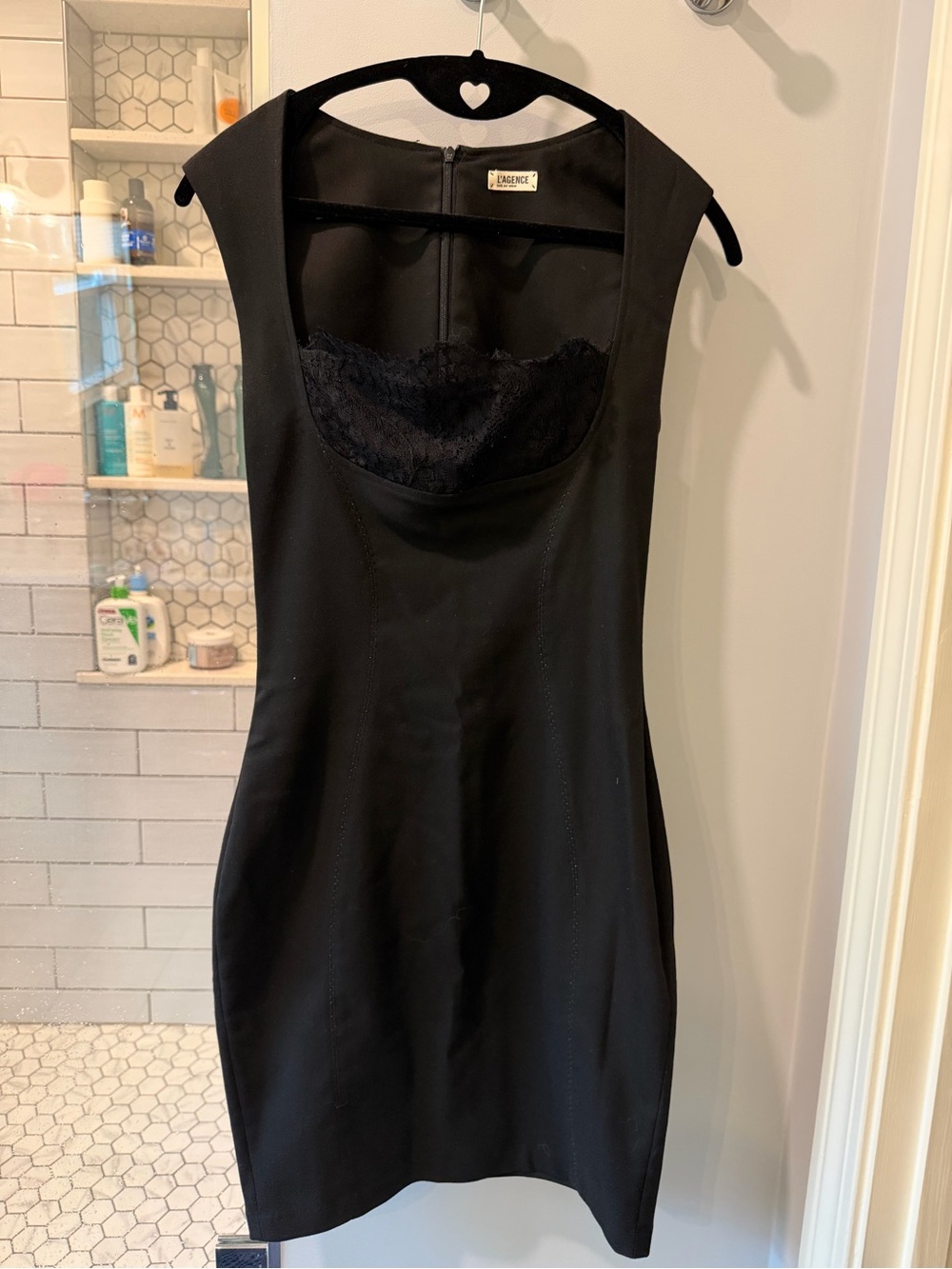 L’Agence Black Fitted Lace Bust Mini Dress
